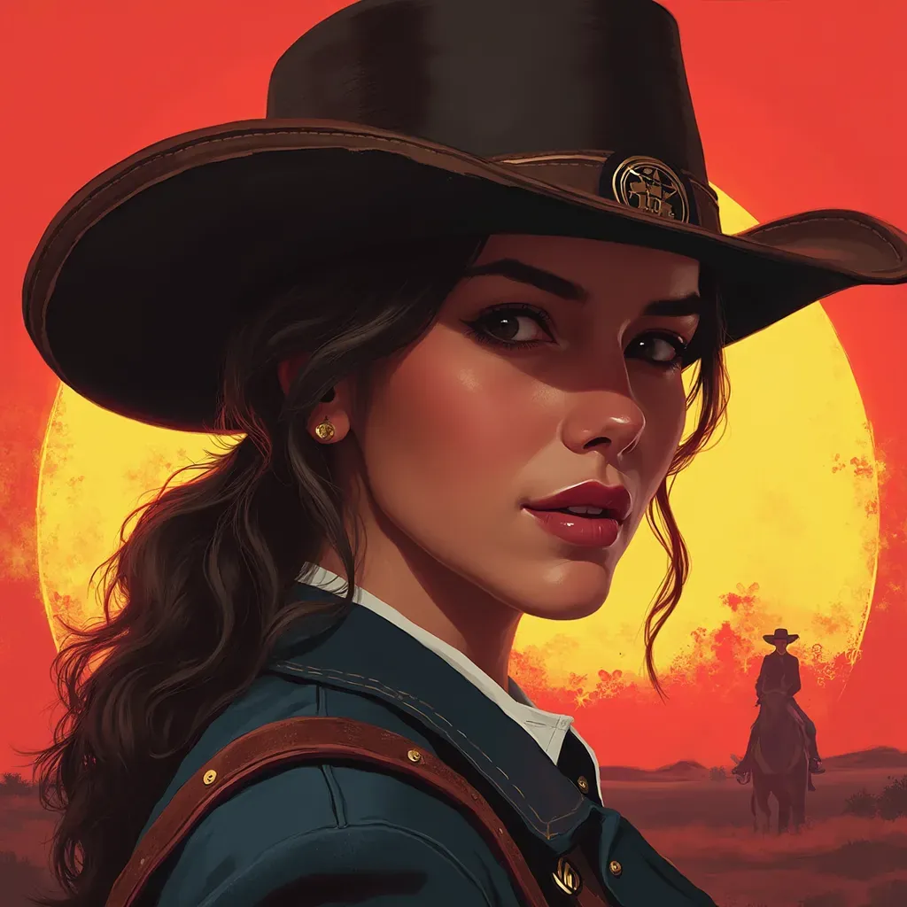  retrato de una mujer, inspirado en Arthur Morgan, forajido del viejo oeste, pistolero, pintura digital, artstation, arte conceptual, suave, enfoque nítido, ilustración, Rockstar Games, Red Dead Redemption