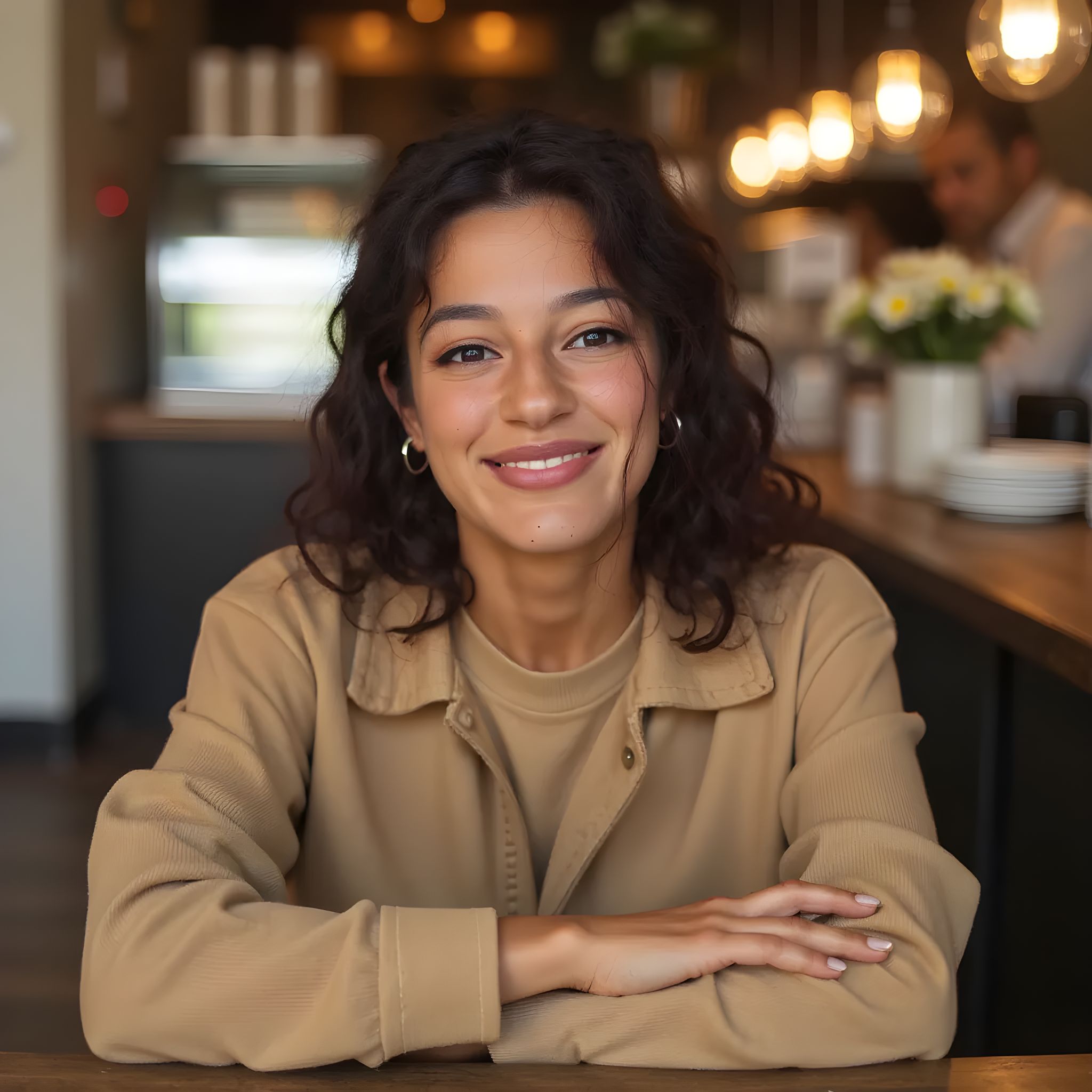 Foto de perfil realista para mujer - Cafe